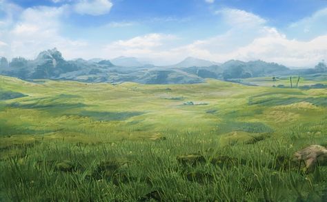 Grasslands Fantasy Art, Grassland Fantasy Art, Fantasy Grassland Landscape, Grassy Plains Concept Art, Fantasy Grasslands, Plains Aesthetic, Fantasy Plains, Dnd Scenery, Flat Landscape