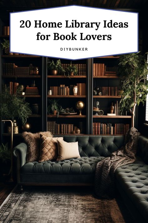 Small Living Room With Library, Dark Academia Built In, Library Tv Room Ideas, Home Library Ceiling Lighting, Vintage Style Library, Floor To Ceiling Bookshelves Small Room, English Den Cozy Library, British Snug Room, Ideas For Library Room