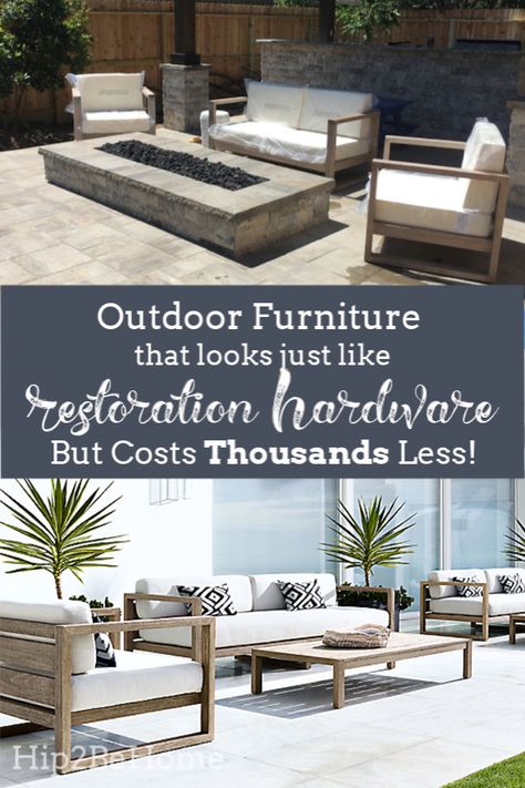 Outdoor Patio Furniture That Looks Just Like Restoration Hardware But Costs 5,500 Less Restoration Hardware Outdoor Furniture, Outdoor Pool Furniture, Restoration Hardware Outdoor, Pool Patio Furniture, Patio Furniture Layout, Modern Outdoor Patio, Modern Patio Furniture, Outdoor Patio Set, Backyard Furniture