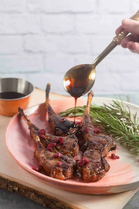 Vanilla Balsamic Lamb Chops Recipe | Healthy Delicious Balsamic Lamb Chops, Lemon Garlic Salmon, Greek Dinners, Lamb Chop Recipes, Lamb Chop, Main Entrees, Lamb Dishes, Lamb Stew, Food Tech