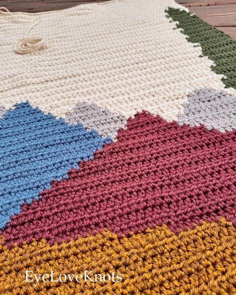 Mountain Landscape Wall Hanging - Crochet Pattern Review - EyeLoveKnots Crochet Mountain Wall Hanging, National Park Crochet, Crochet Mountain Pattern, Crochet Landscape, Crochet Mountain, Mountain Applique, Crochet Wall Hanging, Wall Hanging Pattern, Mountain Tapestry