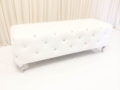 Modern White leather diamond tufted bench ottoman White Leather Ottoman, Family Room Wall Decor, Sofa Table Design, Ottoman Leather, Dream Salon, Girls Wall Decor, Round Storage Ottoman, Family Room Walls, Tufted Bench