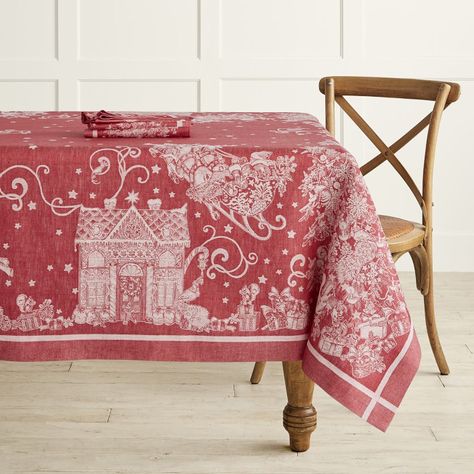 Pretty Christmas Tablecloths You'll Use Year After Year Outdoor Woodworking Projects, Twas The Night Before Christmas, Holiday Tablecloths, Damask Tablecloth, Plaid Tablecloth, Christmas China, Christmas Dinnerware, Night Before Christmas, Twas The Night