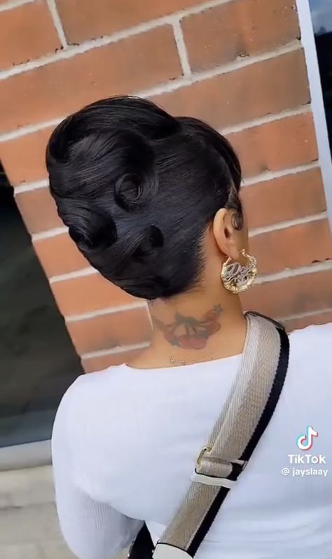 Revenge Hair, Black Women French Roll Updo, Curl Updo, French Rolls, French Roll Hairstyle, French Roll, 90s Hair, Black Hair Updo Hairstyles, Roll Hairstyle