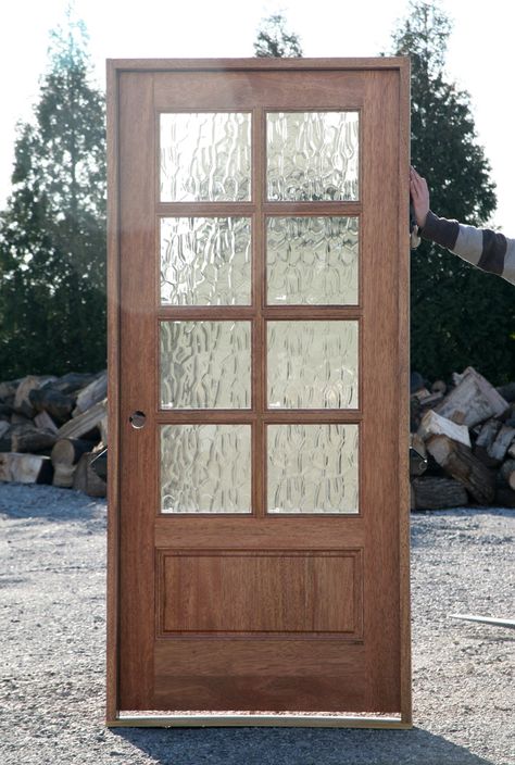 Wood French Doors Exterior, Glass Doors Exterior, Front Door Entrance Decor, French Front Doors, Exterior Doors With Glass, Farmhouse Front Door, Doors Exterior, Farmhouse Doors, Front Door Entrance