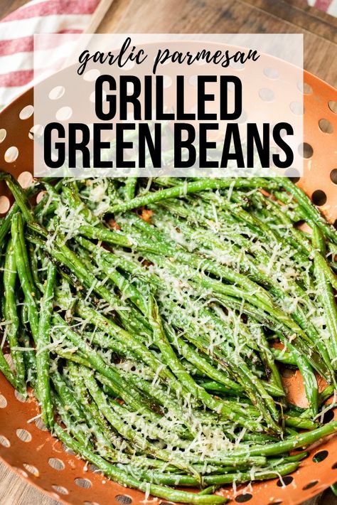 Green Beans On The Grill, Grilled Green Bean Recipes, Grill Sides, Green Beans Garlic, Grilled Green Beans, Bbq Vegetables, Seasoned Green Beans, Ninja Grill, Hey Grill Hey