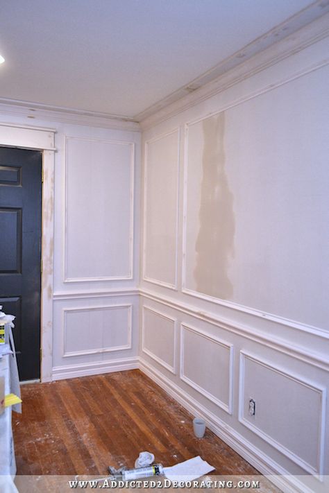 dining room picture frame moulding and trim progress - 1 Picture Frame Molding Dining Room, Functional Dining Room, Ideas Decoracion Salon, Living Room Panelling, Picture Frame Moulding, Dining Room Entryway, Dining Room Remodel, Picture Frame Molding, Dining Lighting