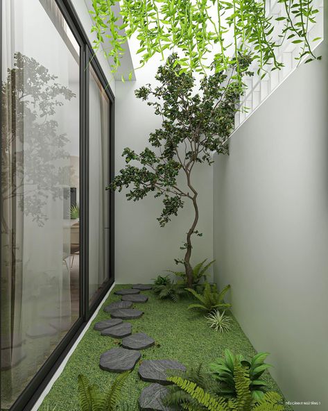 Tiny Tropical Garden, Zen Garden Room, Garden Inside House, Small Courtyard Ideas Garden Nook, Modern Indoor Garden, Small Office Design Interior, Rooftop Patio Design, Indoor Courtyard, Small Garden Landscape