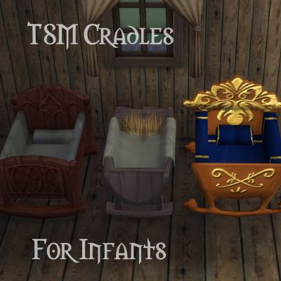 TSM Cradles for Infants - Build / Buy - The Sims 4 - CurseForge Sims 4 Medieval Cc, Sims 4 Infants, Medieval Nursery, Furniture Mods, Sims 4 Medieval, Medieval Baby, Medieval Bed, Sims 4 Hair Male, Sims 4 Decades Challenge