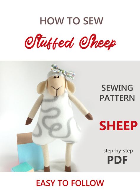 Stuffed Sheep, Lamb Stuffed Animal, Doll Making Cloth, Doll Patterns Free, Sewing Fleece, Handmade Stuffed Animals, Cloth Dolls Handmade, Rag Doll Pattern, Plushie Patterns