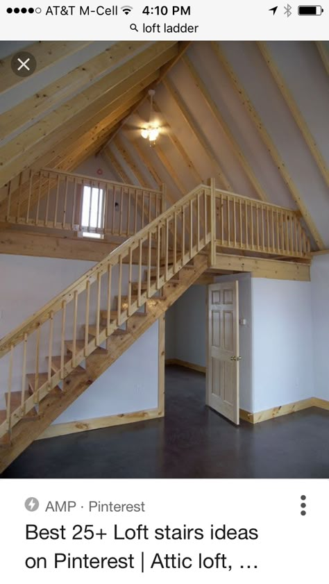 Barn Loft Apartment, Loft Stairs Ideas, Loft Railing, Pole Barn Home, Cabin Loft, Barn Loft, Garage Loft, Apartment Loft, Loft Stairs