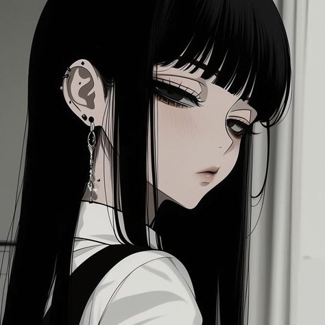 Playlist Pfp, Anime Goth, Anime Photo Profile Dark, Emo Wallpaper, Cartoon Profile Pictures, Girly Art Illustrations, Anime Couples Drawings, Dark Anime, Girly Art