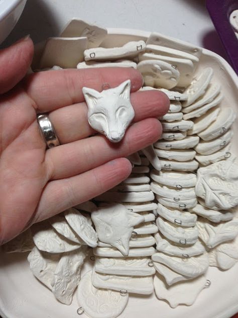 Art Jewelry Elements: Freeform Friday: Plastered Plaster Jewelry, Altered Art Jewelry, Wire Clasp, Clay Moulding, Clay Plaster, Fox Jewelry, Pottery Animals, Polymer Clay Mold, Ceramics Studio