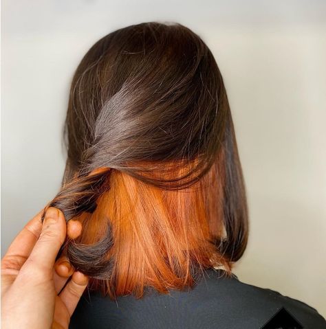 Hair Color Ideas For 2023, Hair Dyed Underneath, Underneath Hair Color Ideas, Underneath Hair Color, Hidden Hair Color, Peekaboo Hair Colors, Color Block Hair, Yellow Hair Color, Underneath Hair