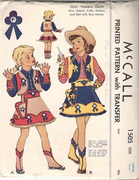 Western Costume, Vintage Western Wear, Cowboy Costume, Western Costumes, Childrens Sewing Patterns, Boys Pattern, Western Outfit, Needlework Crafts, Vintage Cowgirl