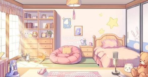 Here Fm Room Backgrounds Kawaii, Pink Bedroom Drawing, Here Fm Room Backgrounds, Aesthetic Bedroom Drawing, Bedrooms Background, Cozy Room Drawing, Anime Room Background, Oc Information, Oc Insert