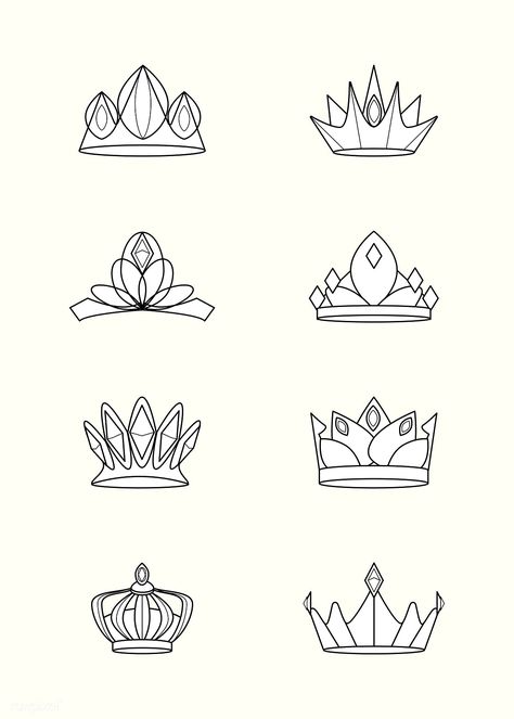 Luxurious royal crown designs vector collection | free image by rawpixel.com / busbus Crown On Head Reference, Drawing Reference Simple, Mandala Hand Tattoos, Crown Drawing, Crown Diamond, Artist Problems, Logo Samples, Doodle Art Journals, Body Base Drawing