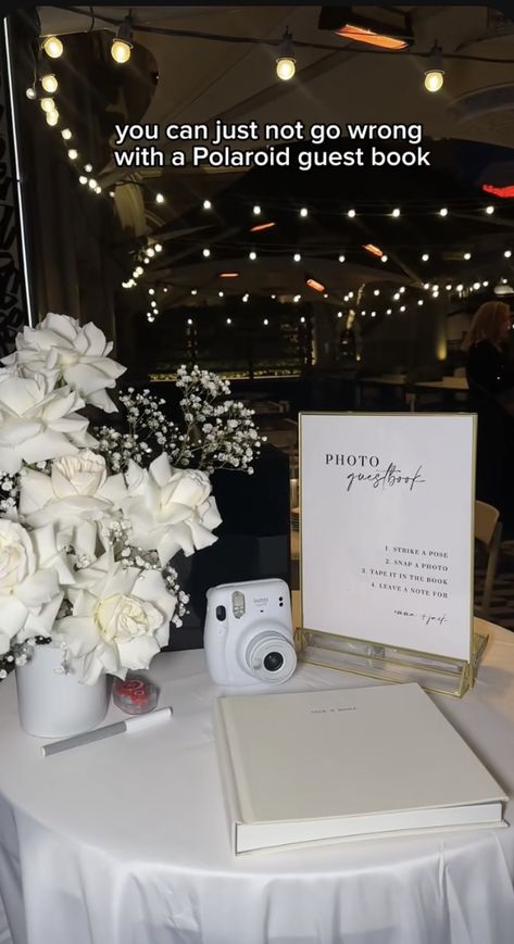 Wedding Polaroid, Polaroid Guest Book, Black And White Wedding Theme, White Wedding Theme, Dream Wedding Decorations, Tafel Decor, Idea Wedding, Wedding Vision Board, Wedding Activities