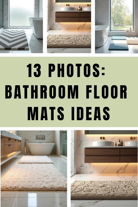 13 Photos: Bathroom Floor Mats Ideas Small Bathroom Rug Ideas, Bathroom Rug Placement, Bathroom Rug Ideas, Rug In Bathroom, Marble Bathroom Floor, Vibrant Color Schemes, Trendy Mirrors, Bathroom Floor Mats, Elegant Shower Curtains