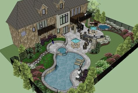 Dream Backyard Pool, Backyard Plan, Fireplace Garden, Backyard Renovations, Backyard Pool Landscaping, Landscape Design Plans, Casa Exterior, Fireplace Remodel, Backyard Pool Designs