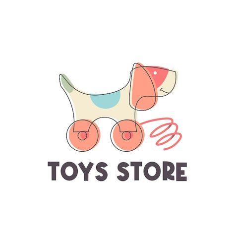 Toy Store Logo Design, Toy Store Logo, Art Vector Illustration, Line Art Vector, Simple Toys, Illustration Logo, Toy Boxes, Toy Store, Wooden Toys