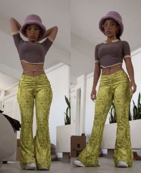 Doja Concert Outfit, Doja Outfit, Doja Cat Casual Outfits, Doja Cat Inspired Outfit, Doja Cat Concert Outfit Ideas, Doja Cat Outfits Inspo Ideas, Doja Cat Planet Her Outfits, Doja Cat Green Outfit, Doja Cat Outfits Casual