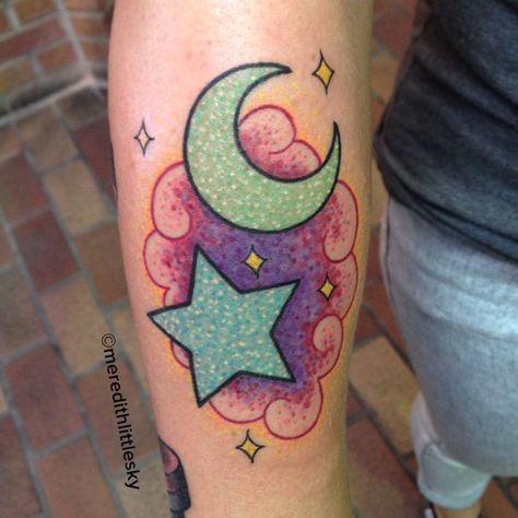 Michelle Tattoo, Cutest Tattoos, Hairstylist Tattoos, Kawaii Tattoos, Sleeve Aesthetic, Tattoo 2017, Care Bear Tattoos, Second Tattoo, Bright Tattoos