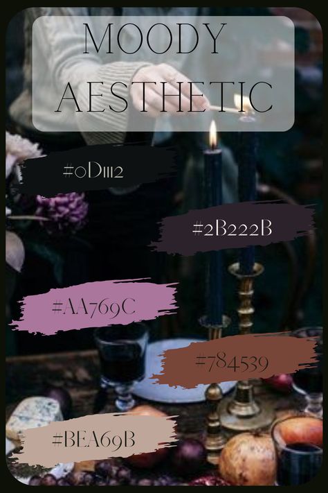 Aesthetic Hex Codes, Colors Moodboard, Color Branding, Hair Salon Interior, Brand Palette, Moody Decor, Moody Aesthetic, Dark Academia Decor, Hex Color Palette