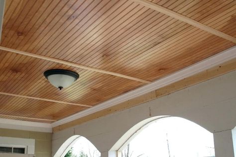 A More Durable Alternative to Cedar Beadboard | Allura USA Beadboard Porch Ceiling, Wood Beadboard, Beadboard Kitchen, Pink Painted Walls, High Ceiling Lighting, Beadboard Paneling, Wooden Ceiling Design, Drop Ceiling Tiles, Ceiling Materials