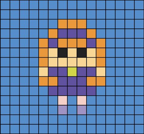 A small pixel art template of Daphne Blake from Scooby-Doo. Scooby Doo Perler Beads, Scooby Doo Pixel Art, Pixel Art Small Cute, Cute Small Pixel Art, Small Pixel Art, Easy Disney Drawings, Pixel Beads, Easy Perler Beads Ideas, Tiny Cross Stitch