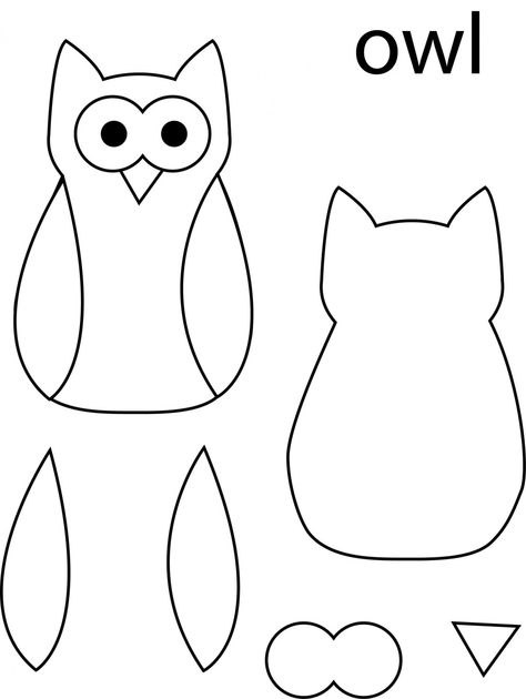 Owl Template Owl Sewing Patterns, Simple Owl, Owl Templates, Owl Craft, Owl Sewing, Owl Printables, Bird Template, Owl Applique, Animal Templates