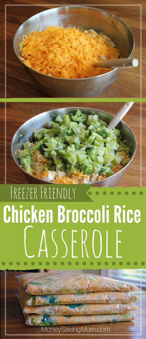 Chicken Brocolli Rice, Freezer Casseroles, Casserole To Freeze, Rice And Broccoli, Chicken Freezer Meals, Chicken Broccoli Rice Casserole, Freezer Dinners, Chicken Broccoli Rice, Broccoli Rice Casserole