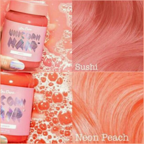 Peach Coral Hair, Peach Pink Hair Color, Copper Pink Hair, Levels Of Hair Color, Peachy Pink Hair, Peach Pink Hair, Unicorn Hair Dye, Hair Dye Techniques, Hair Color Swatches