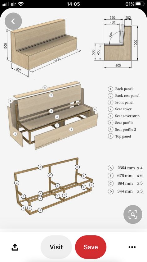 Outdoor Bench Design, Diy Outdoor Bench, Seating In Kitchen, Balcon Mic, Build Outdoor Furniture, Diy Outdoor Seating, Banquette Seating In Kitchen, Bench Design, Diy Bench Outdoor