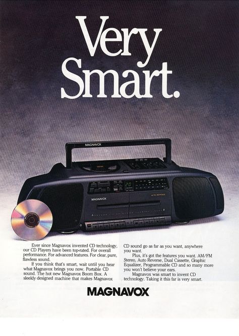 Magnavox Boom  Box Portable CD Player Ad 80s Ads, 90s Graphic Design, Retro Graphic Design, Retro Radio, Retro Ads, Poster Ads, Cover Ideas, Old Ads, Rolling Stone