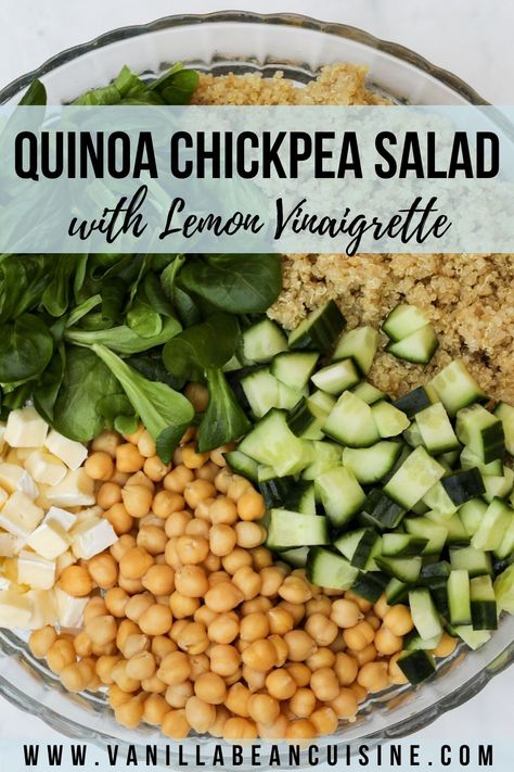 Quinoa Chickpea Salad, Salad With Lemon, Chickpea Salad Recipes, Spinach Strawberry Salad, Chickpea Recipes, Brie Cheese, Care Aesthetic, Margarita Recipe, Chickpea Salad