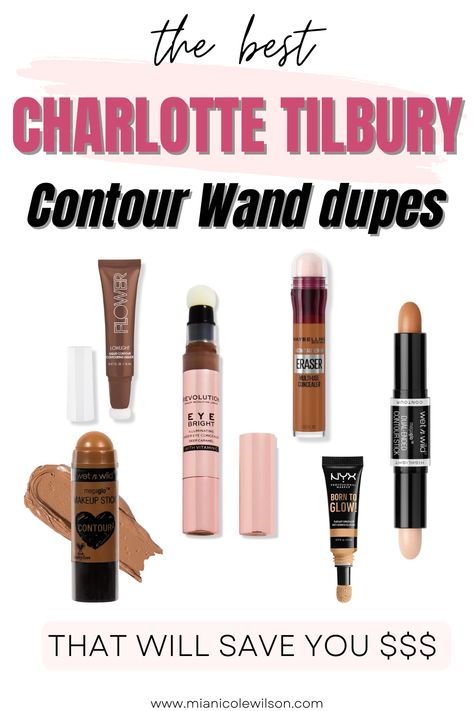 charlotte tilbury contour wand dupes guide Drugstore Contouring Products, Best Drugstore Cream Contour, Best Drugstore Contour Stick, Contour Drugstore, Drugstore Contour Stick, Best Drugstore Contour, Charlotte Tilbury Contour Wand, Drugstore Contour, Charlotte Tilbury Contour