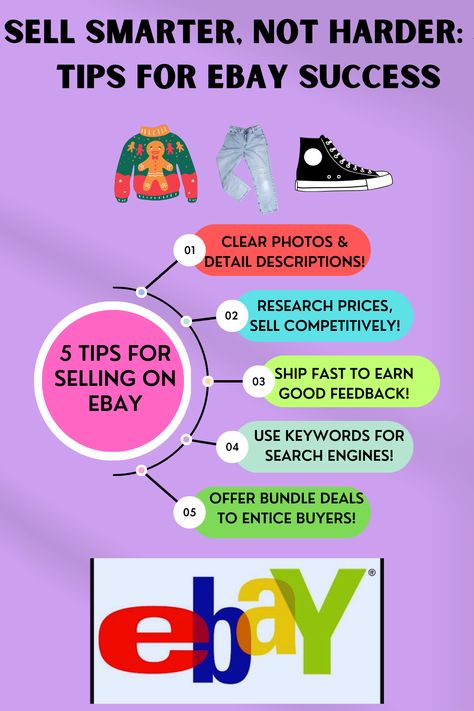 5 Tips for Selling on Ebay: Make money online today! 1. Clear photos, detailed description, sold! 2. Research prices, set competitive starting bid. 3. Ship promptly, earn good feedback score. 4. Use relevant keywords for search optimization. 5. Offer bundle deals, entice buyers. Click the link to set up your ebay account & start selling right now! Ebay Selling Tips, Appeal Letter, Reselling Clothes, Account Recovery, Ebay Account, Selling Tips, Ebay Selling, Start A Business, Business Support