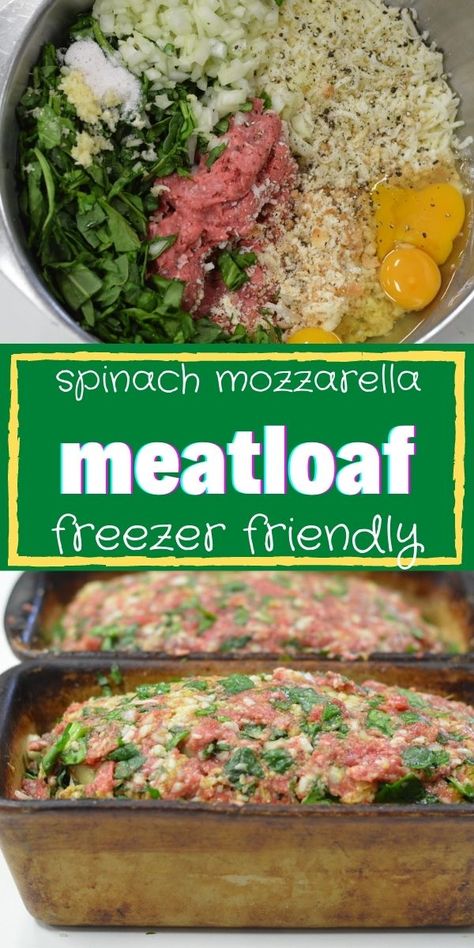 Mozzarella Meatloaf, Easy Italian Meatloaf, Spinach Meatloaf, Best Meatloaf Ever, Italian Spinach, Recipe Meatloaf, Spinach And Mozzarella, Spinach Mozzarella, The Best Meatloaf