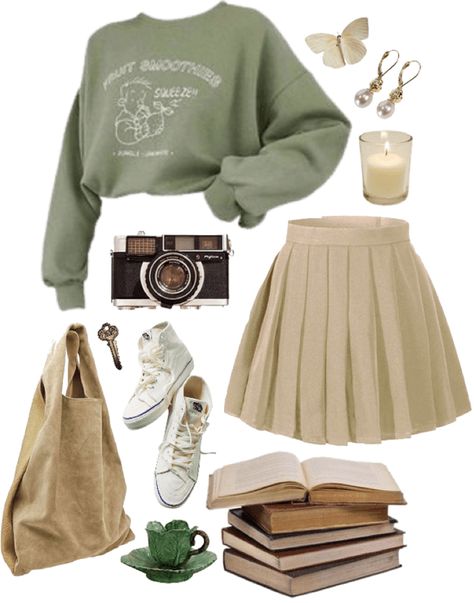 school 2 Outfit | ShopLook Casual Cottagecore Outfits, Styl Indie, Cottagecore Outfit Ideas, Casual Cottagecore, Academia Aesthetic Outfit, Hogwarts Outfits, Cottagecore Outfit, Cottagecore Clothes, Outfits Retro