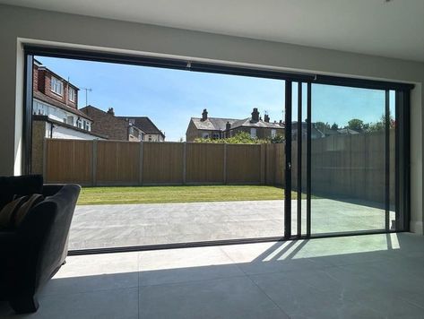 Are you thinking of renovating?⁠ ⁠ We are based in the South East of England and supply and install glazing products across England and Wales. All of our products are bespoke and can be made to fit your home perfectly, whether it's wide Virtually Frameless Sliding Doors like these ones, or popular heritage style bifold doors. ⁠ ⁠ Get in touch to find out more! Wide Sliding Glass Doors, External Sliding Doors, Frameless Sliding Doors, Kitchens Design, Door Picture, Roof Lantern, Dining Room Spaces, Dream Kitchens Design, Dream Kitchens