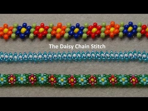 Beaded Daisy Chain, Braid Stitch, Beaded Daisy, Stitch Bracelet, Seed Bead Flowers, Beadwork Tutorial, Beading Tutorial, Bead Stitching, Daisy Chain