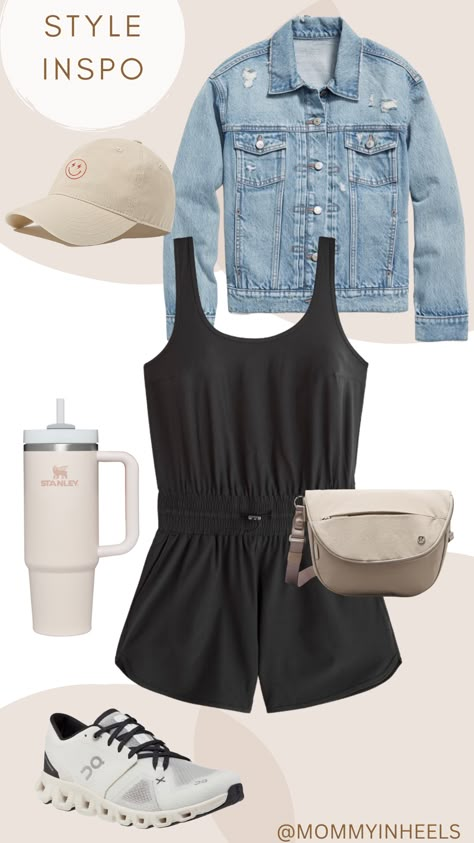 This athleisure outfit is perfect for the days that are full with sport event and being your kids biggest fan! Shop this look with the link below. #mommyinheels #mommyinheelsblog #blog #fashionblog #athleisure #athleisurelook #stanley #baseballhat #jeanjacket #denimhat #momstyle #momfashion Casual Spring Outfits Athleisure, Summer 2023 Athleisure, Sporty Mom Outfits Spring, Summer Altheisure Outfits, Cute Sports Mom Outfits, Sports Mom Outfit Spring, Mom Sporting Event Outfit, Athleisure Outfits Colorful, Mom Athleisure Style Summer