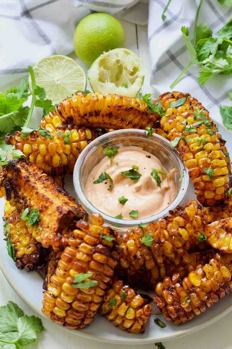 Learn how to make corn ribs or riblets using your air fryer or oven in no time at all to enjoy as a deliciously spiced side dish or a nibble. Eating corn on the cob will never be the same again! #cornribs #cornriblets #airfryer #oven #cornonthecob #vegan How To Make Corn Ribs, Airfryer Corn On The Cob, Air Fryer Corn On The Cob, Corn Ribs Air Fryer, Corn In Air Fryer, Corn Riblets, Corn Recipes Cob, Corn Ribs, Ribs In Oven