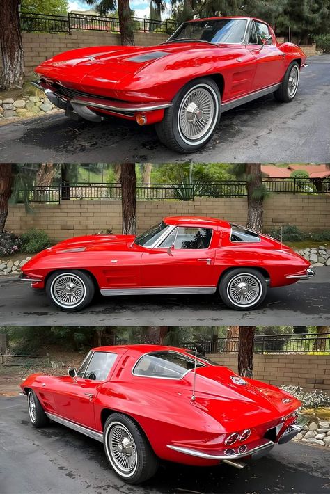 1963 Chevrolet Corvette Split Window Coupe Old Muscle Cars, Vintage Muscle Cars, Classic Cars Trucks Hot Rods, American Classic Cars, Sport Car, Chevy Corvette, Corvette Stingray, American Sports, American Cars