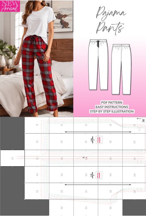 Sew Your Own Cozy Pajama Pants! 🧵✨ | Looking for the perfect Pajama Pants Sewing Pattern? This easy-to-follow pattern is great for beginners and experienced sewists alike! Customize with your favorite fabrics for comfy lounge pants, sleepwear, or even stylish joggers. Perfect for DIY gifts or cozy nights in! 📌 Save this pin for later and start sewing today! #SewingPattern #DIYFashion #PajamaPants #HandmadeWardrobe Comfy Lounge Pants, Pants Sewing, Diy Wardrobe, Start Sewing, Comfy Lounge, Pants Sewing Pattern, Cozy Pajamas, Handmade Wardrobe, Lounge Pants