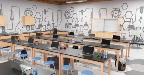 Stem Lab Design, School Computer Lab Design, Computer Lab Design, Stem Classroom Decor, 21st Century Education, School Computer Lab, Steam School, Education Design Interior, Steam Classroom