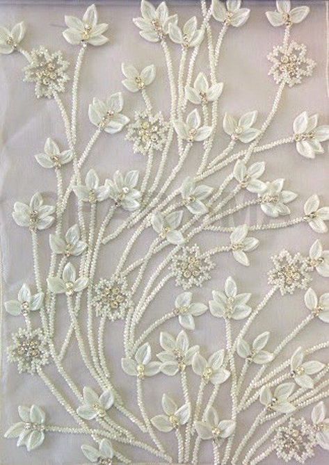 white inspiration #white #inspo Khaka Designs, Bridal Embroidery, White Inspiration, Mehendi Outfits, Lace Designs, Fabric Embellishment, Bead Embroidery Tutorial, Couture Embroidery, Handmade Embroidery Designs