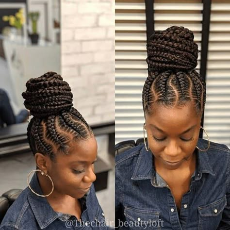 Corn Roll Updo Braid Hairstyles, Braided Up Bun For Black Women, Braids Into A Bun Black Women, Braids In A Bun Black Women, Cornrows Braids For Black Women Bun, Cornrow Hairstyles Updo, Braided Bun Hairstyles For Black Women, Updo Braided Hairstyles For Black Women, Braid Updo For Black Women