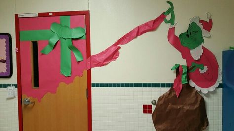 Grinchmas Classroom Ideas, School Grinch Decorations, The Grinch Christmas Decorations Diy Classroom, Whoville Classroom Door Decorations, Grinch Class Door, Christmas Door Decorating Contest High School, Whoville Christmas Door Decoration, Grinch Door Decorations Classroom Whoville, Christmas Door Ideas For Classroom Grinch